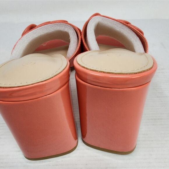 Tangerine Chunky Heel Sandals Heeled Open Toe Slip on Heels Coral Size 7.5 New - Picture 3 of 9